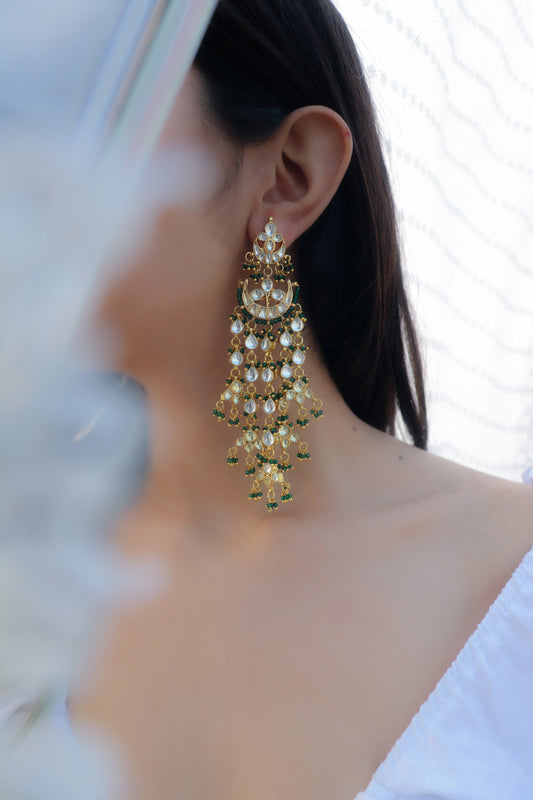 Kaavish Green Kundan Earrings