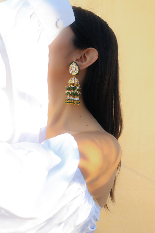 Ishr Green Jhumka Earrings