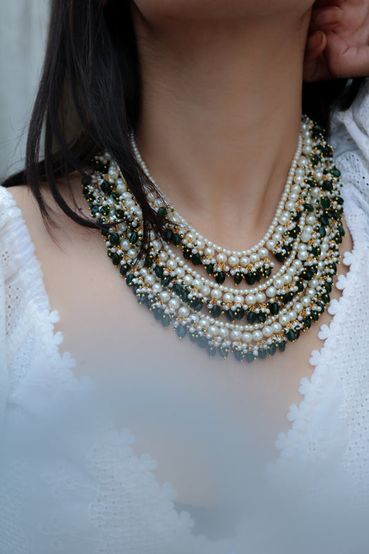 Eshmeet Green Freckles Pearl Necklace