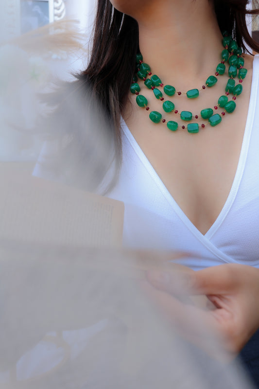 Nishar Green Multilayered Necklace