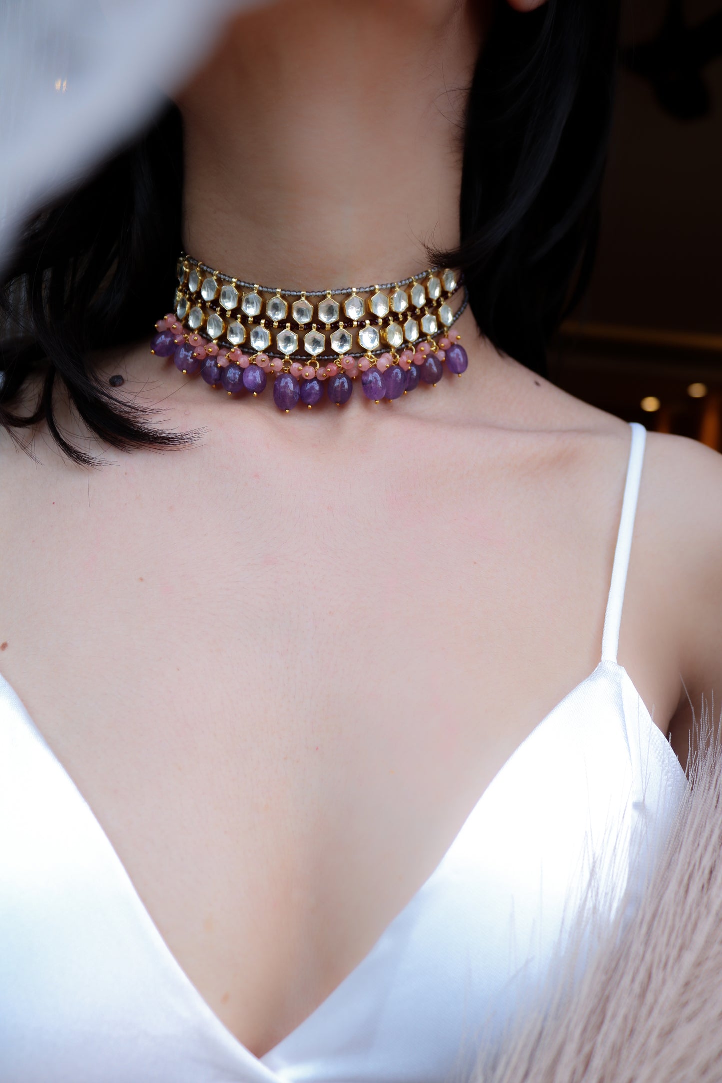 Puneet Kundan Purple Choker Necklace