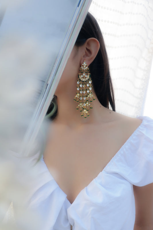 Kaavish Green Kundan Earrings