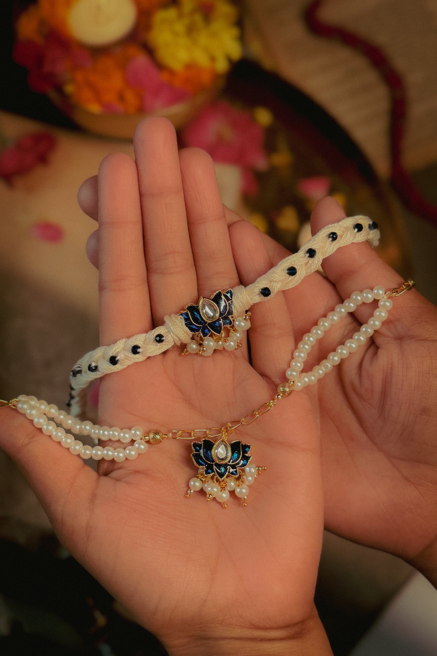 Amay Lotus Rakhi and Lumba Set