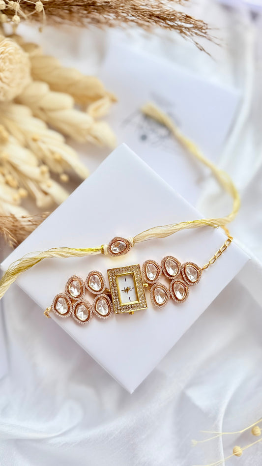 Rishit Polki Rakhi & Watch Set