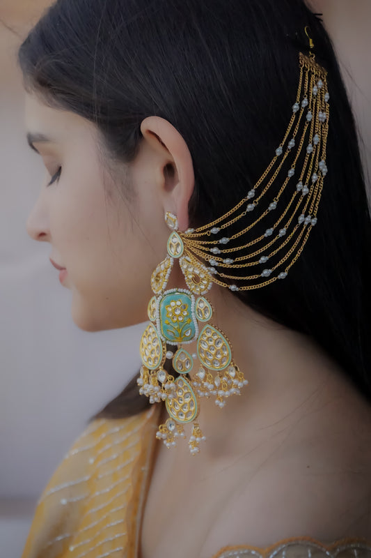 Abidha Mint Chandhbali Earrings