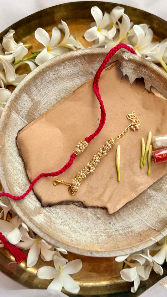 Sreyansh Golden Ball Rakhi & Lumba Set