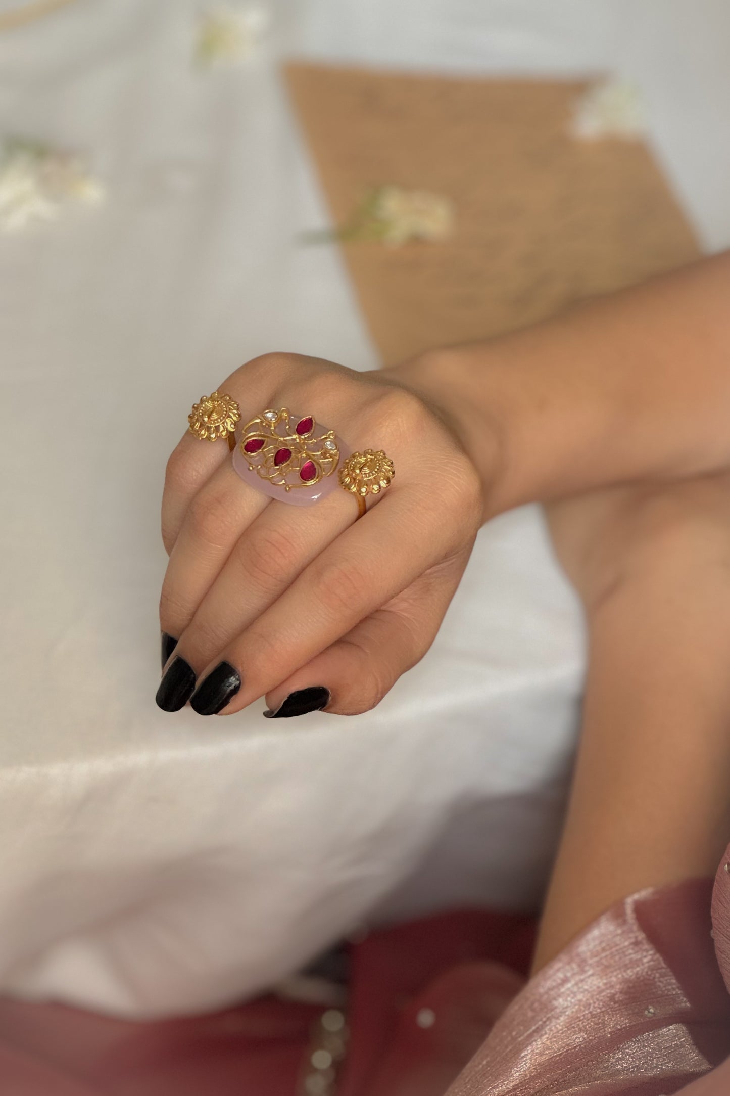 Aariah Pink Meenakari Ring