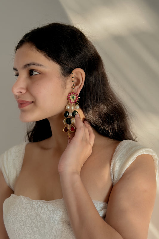 Areeba Multicolor Kundan Earrings