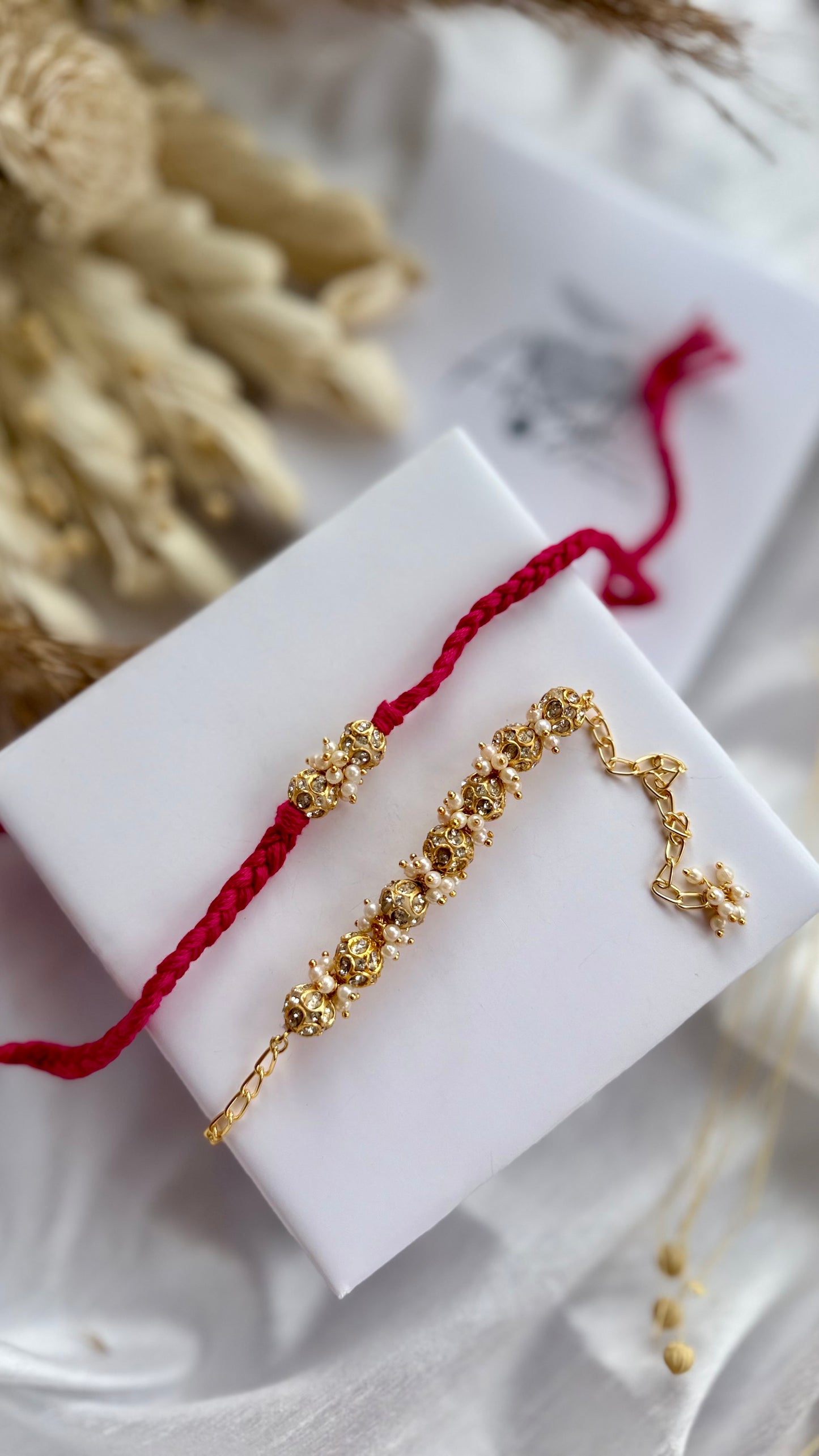 Sreyansh Golden Ball Rakhi & Lumba Set