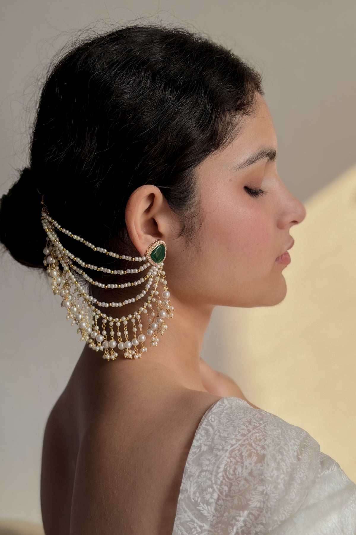 Kanza Pearl Earchain Earrings