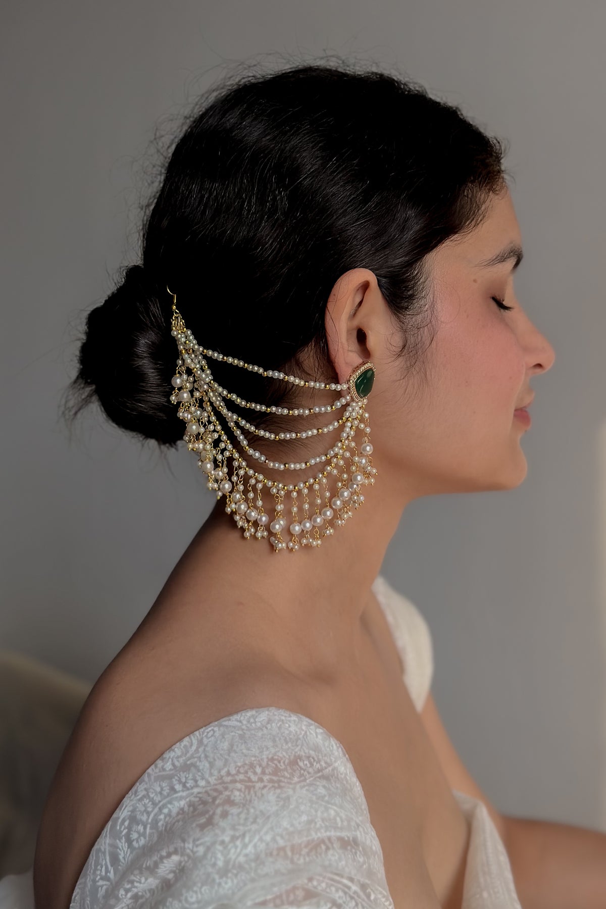 Kanza Pearl Earchain Earrings