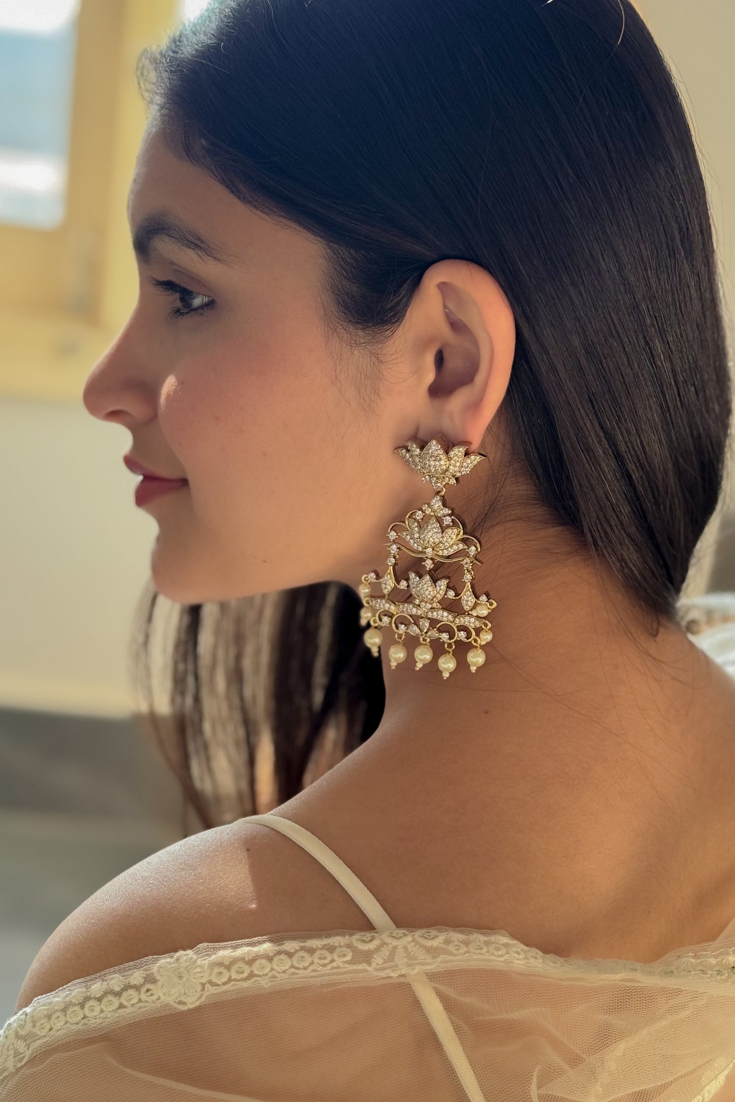 Evelisse Lotus Polki Earrings