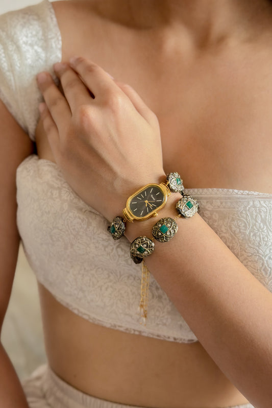 Aizaarah Green Beaded Watch