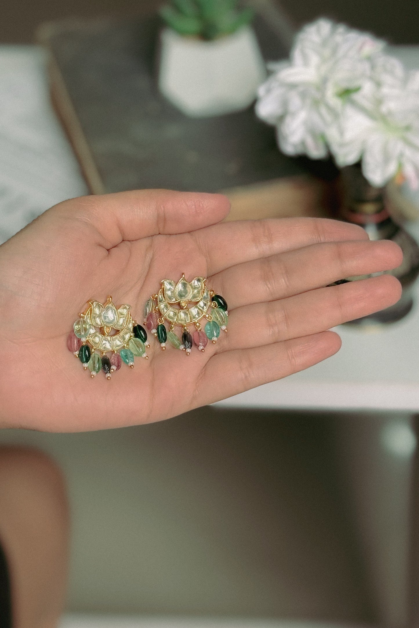 Navra Multicolored Kundan Earrings