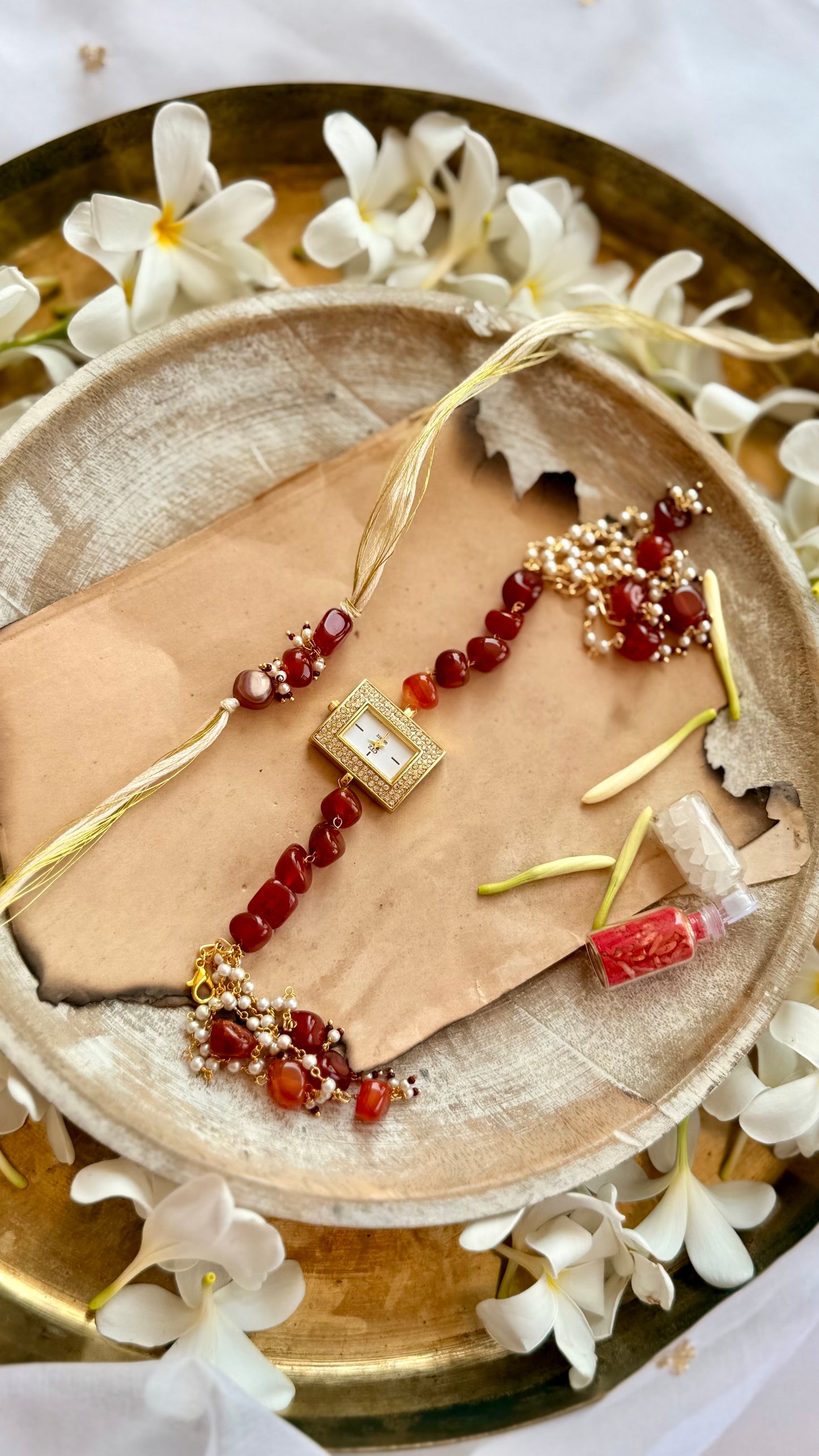 Aariv Rust Beaded Lumba Set
