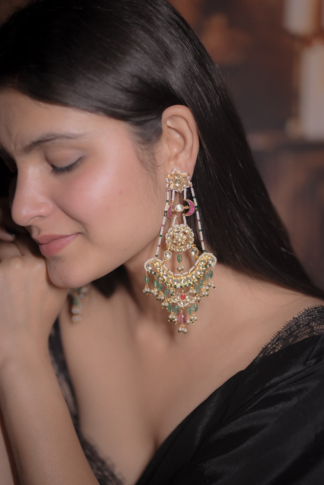 Samali Kundan Chandhballi Earrings