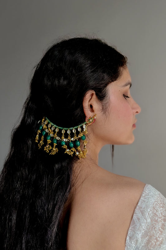 Warda Green Earchain Earring