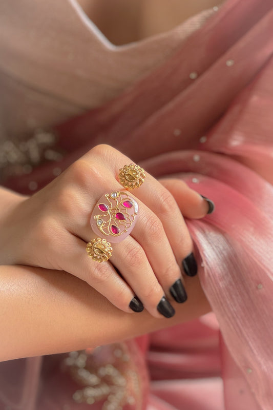 Aariah Pink Meenakari Ring