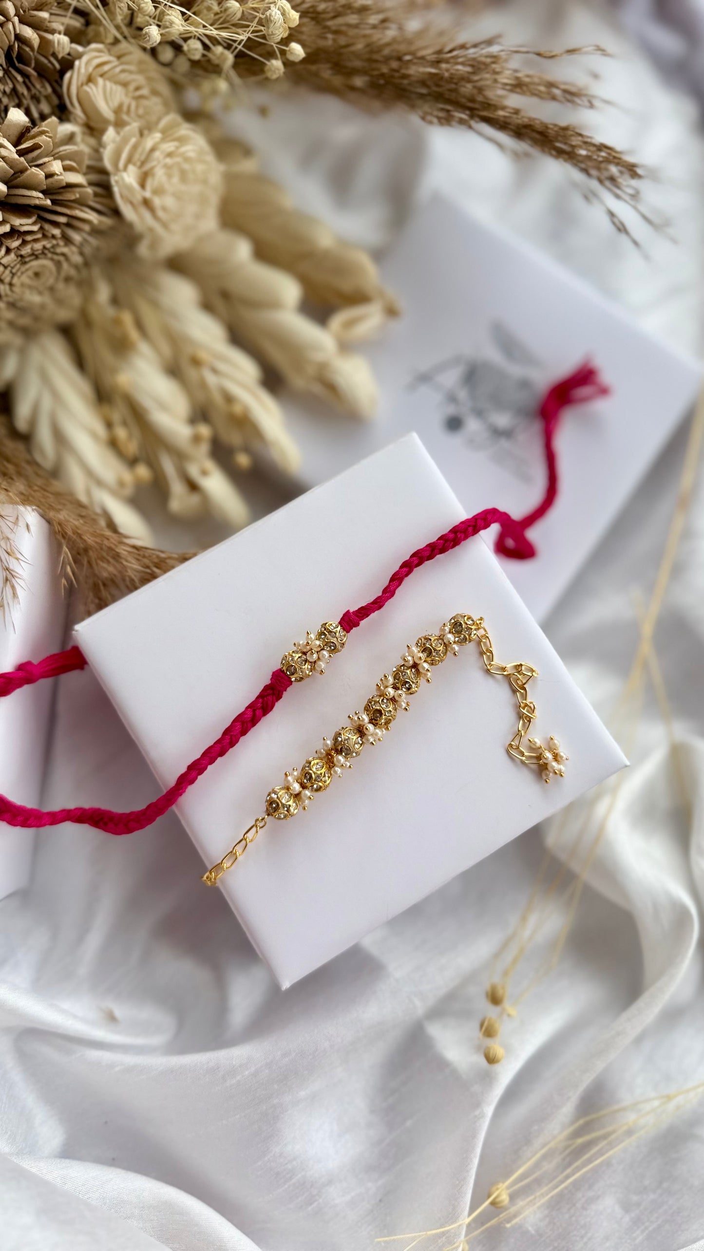 Sreyansh Golden Ball Rakhi & Lumba Set
