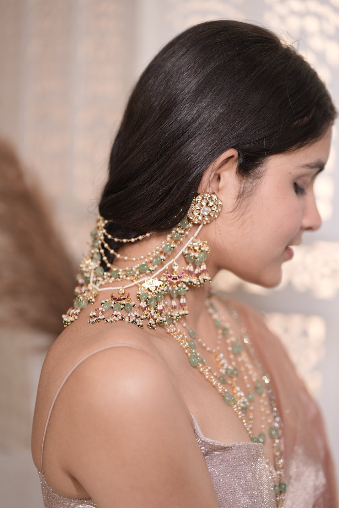Hania Polki Earrings with Earchain