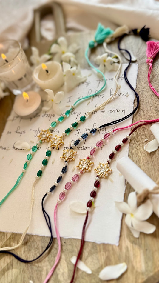 Star Kundan Rakhi - Set of 5