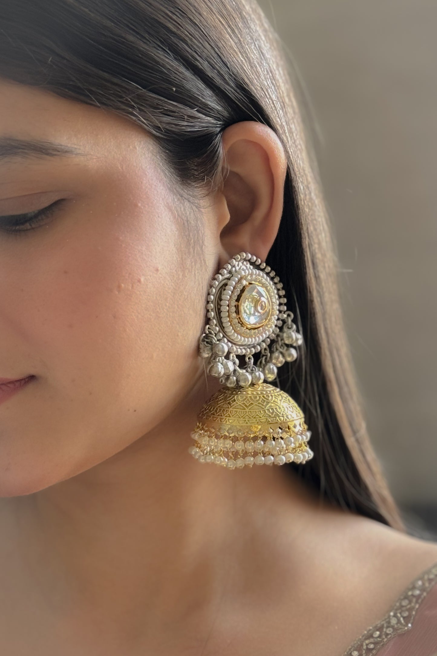 Mirum Polki Jhumka Earrings