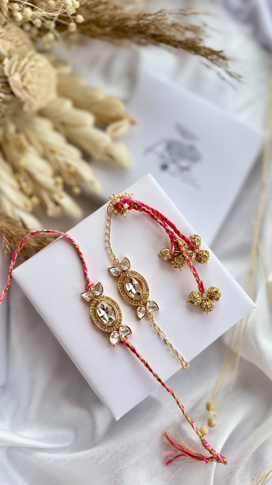 Manvik Polki Rakhi & Lumba Set