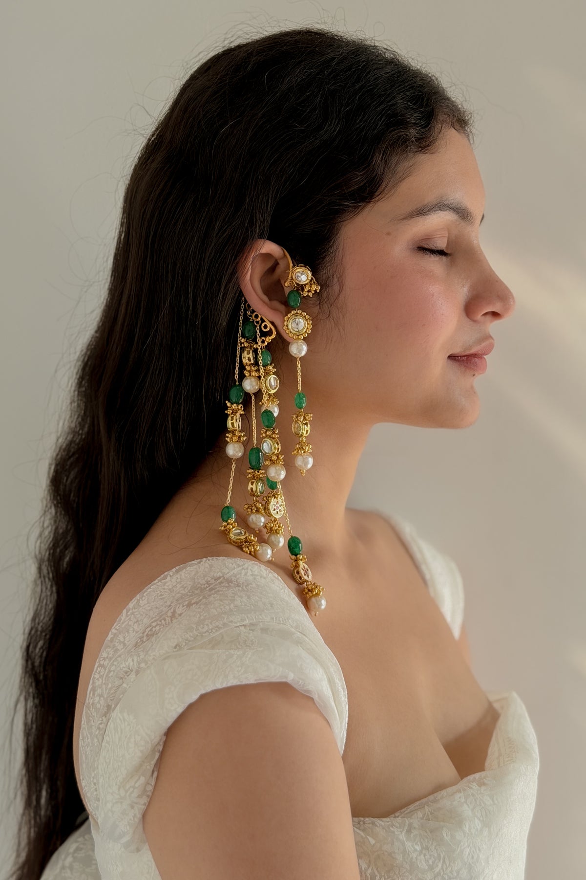 Eliza Green Kundan Earrings