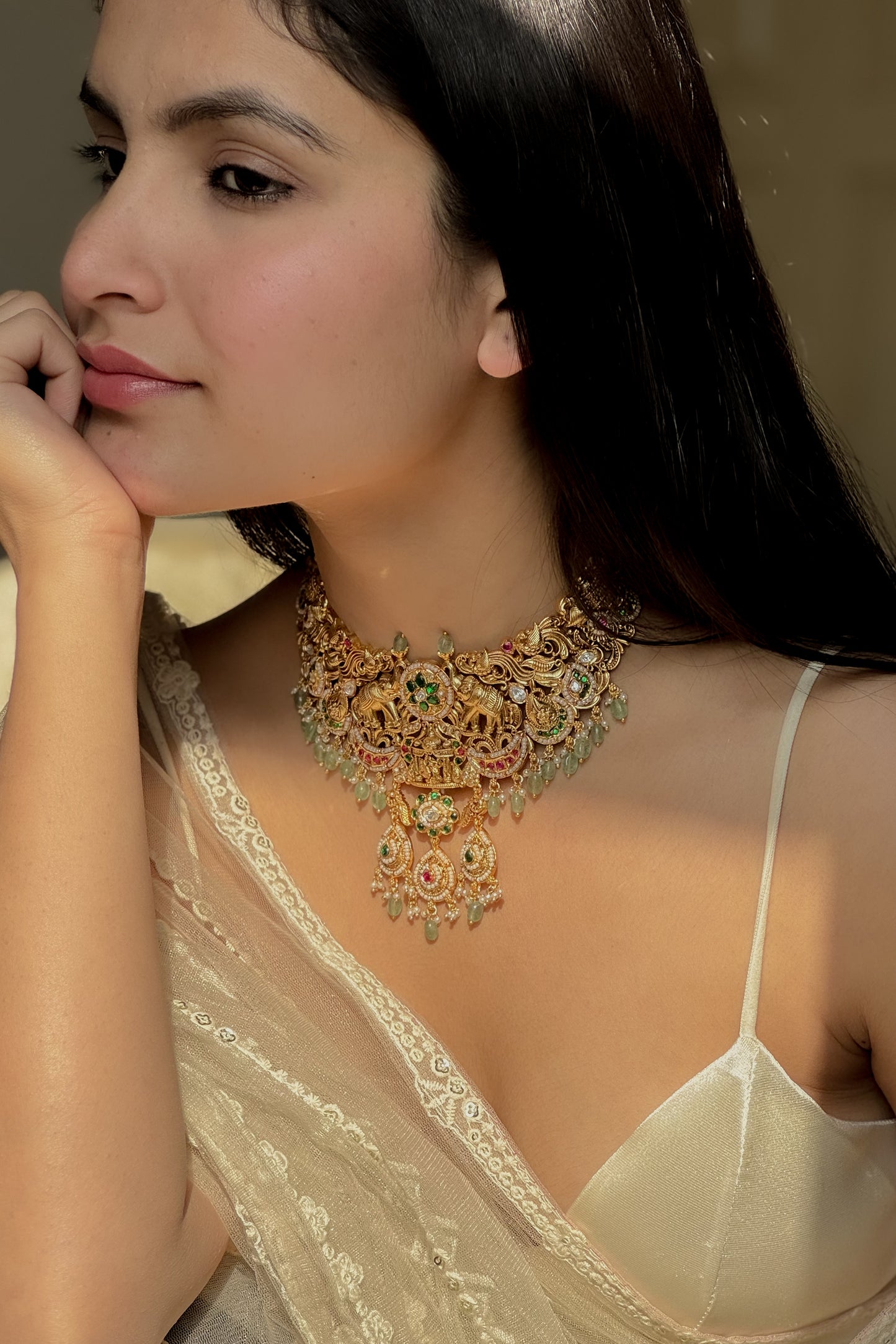 Vashi Temple and Kundan Necklace Set