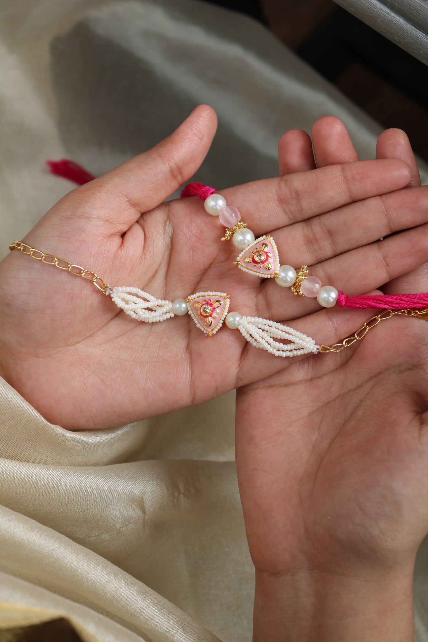 Bidyut Pink Rakhi & Lumba Set