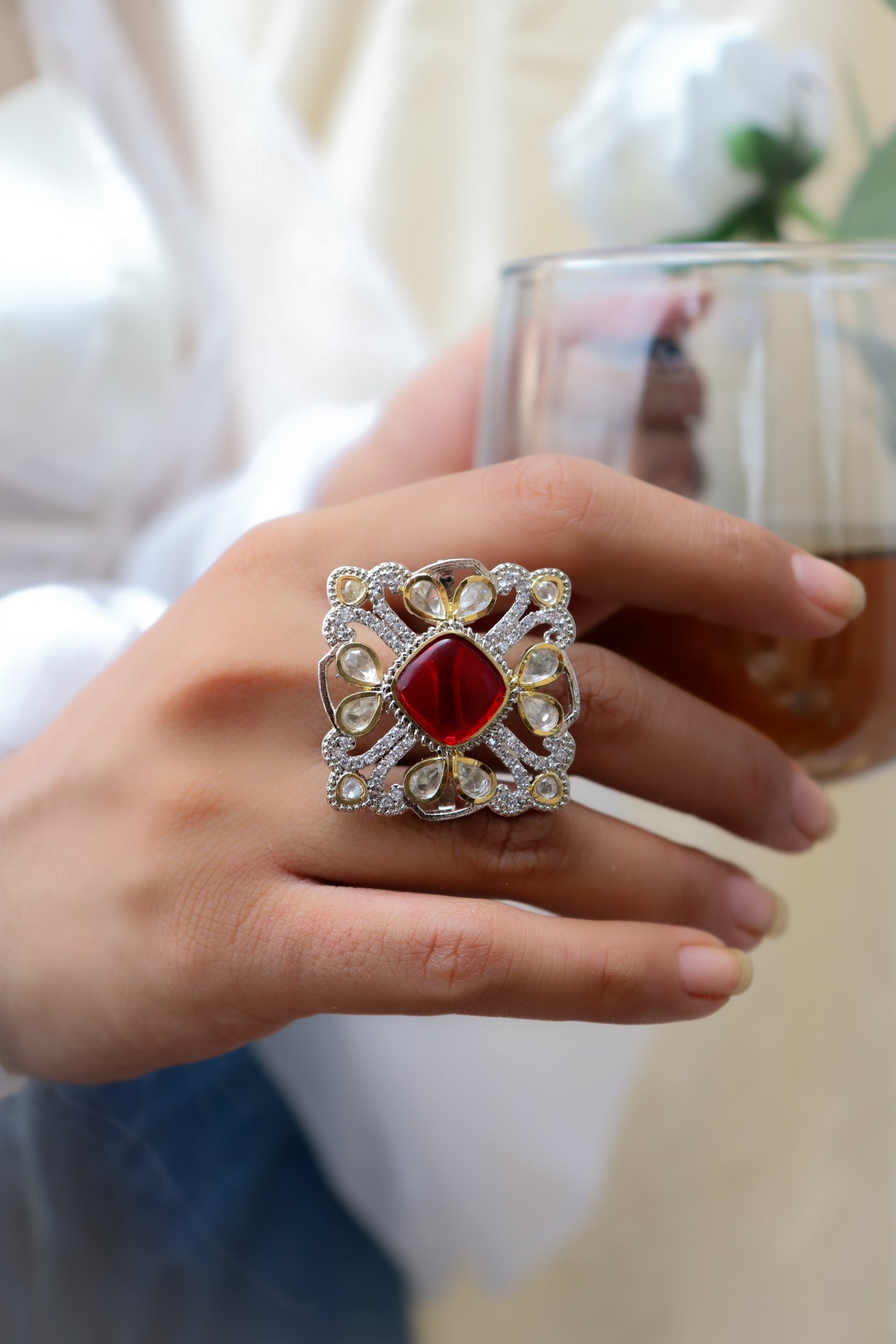 Azma Red Victorian Ring