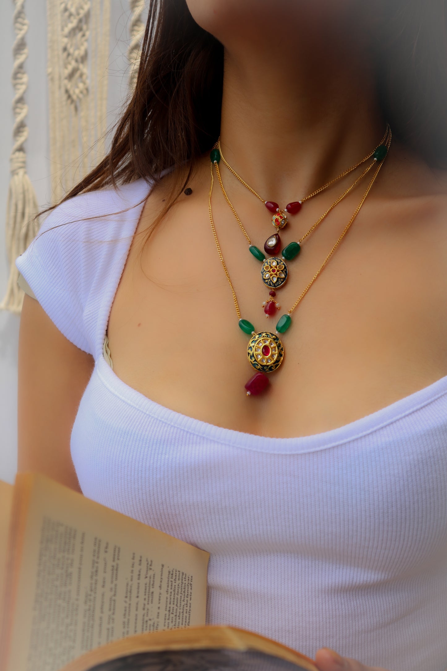 Unees Multilayered Meenakari Necklace
