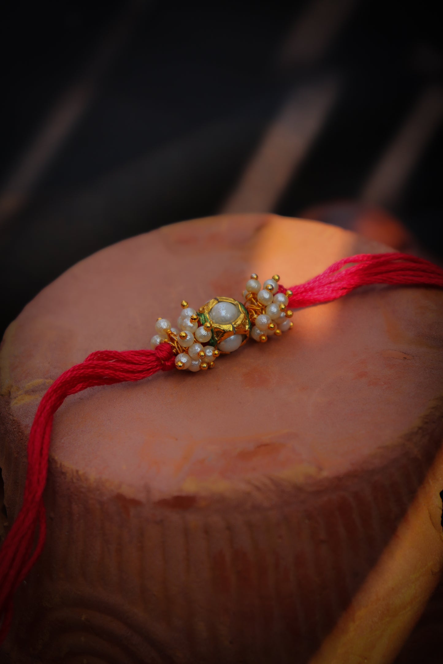Adhamya Red Pearl Rakhi