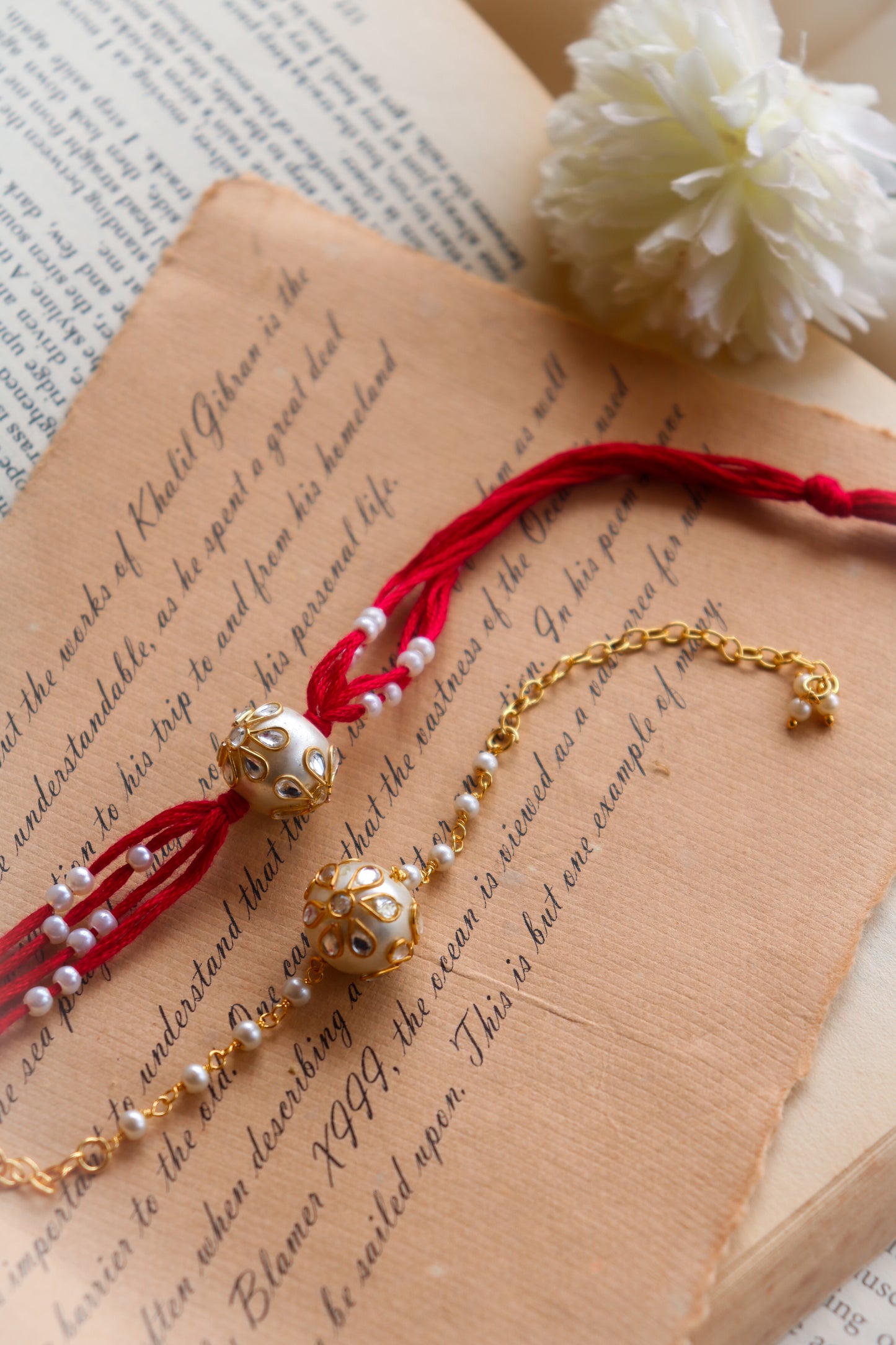 Nivant Red Rakhi and Lumba Set