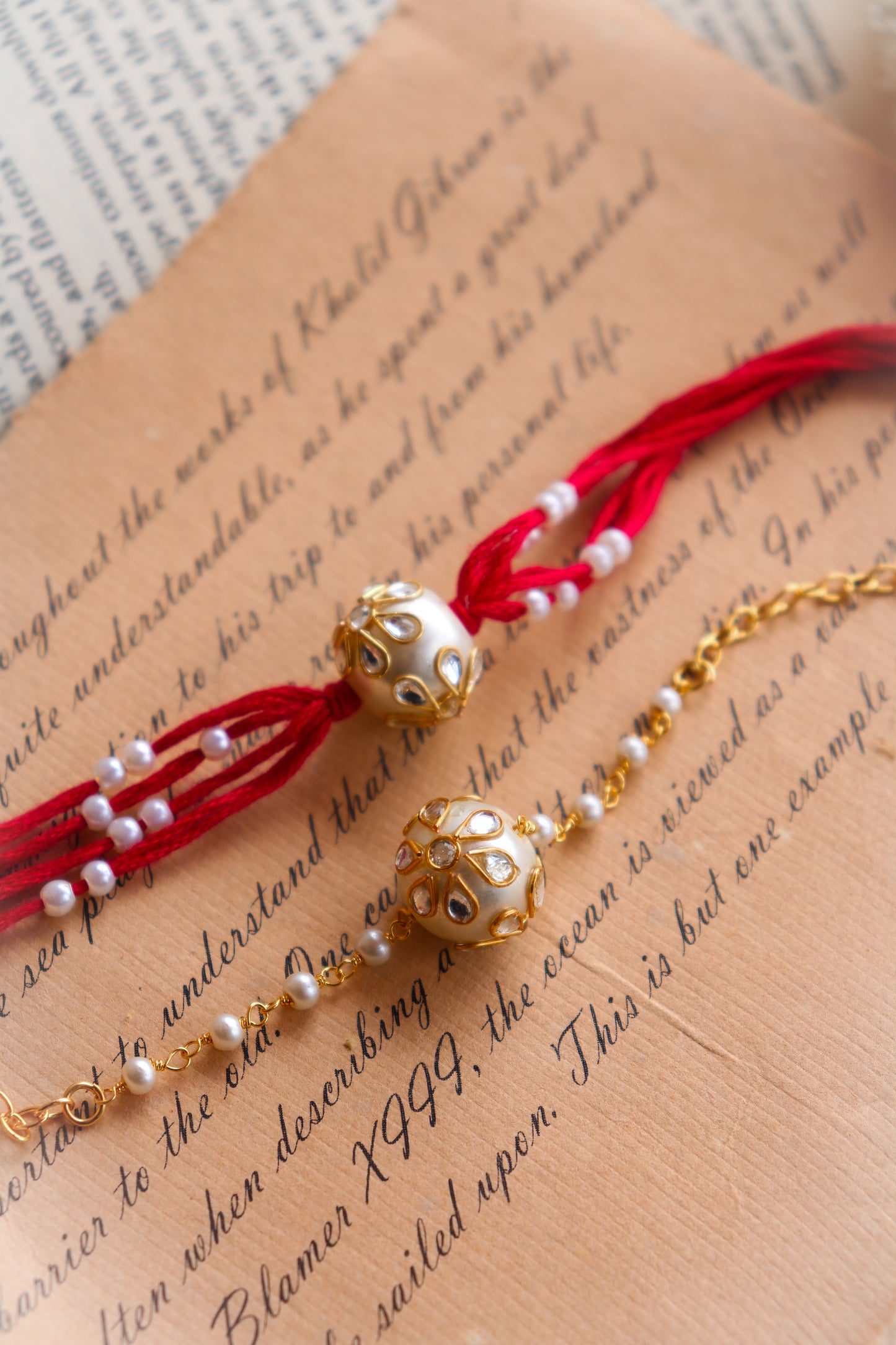 Nivant Red Rakhi and Lumba Set