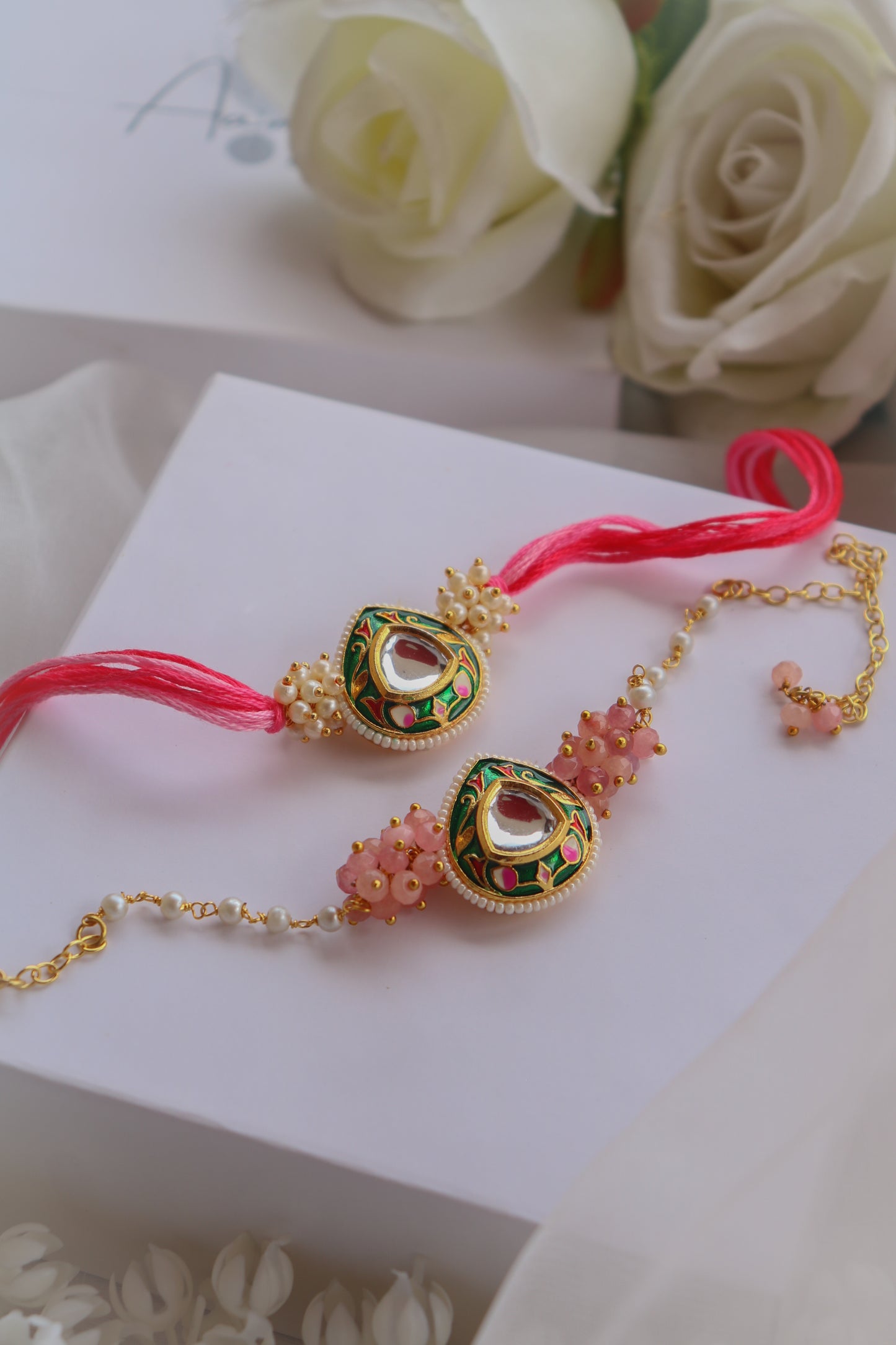 Irav Pink Rakhi and Lumba Set