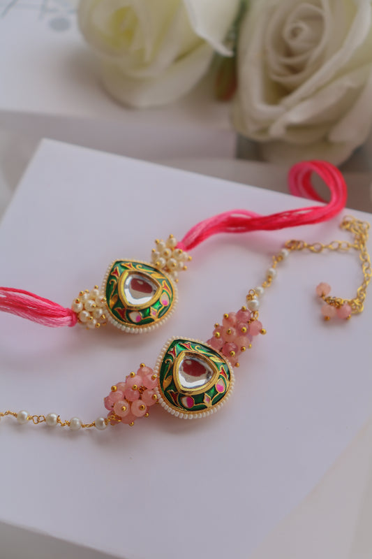 Irav Pink Rakhi and Lumba Set