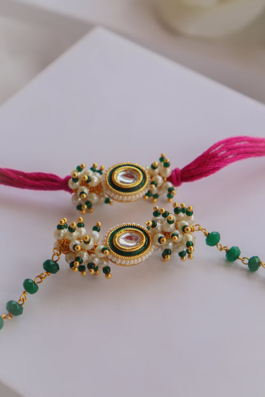 Ohm Kundan Rakhi and Lumba Set