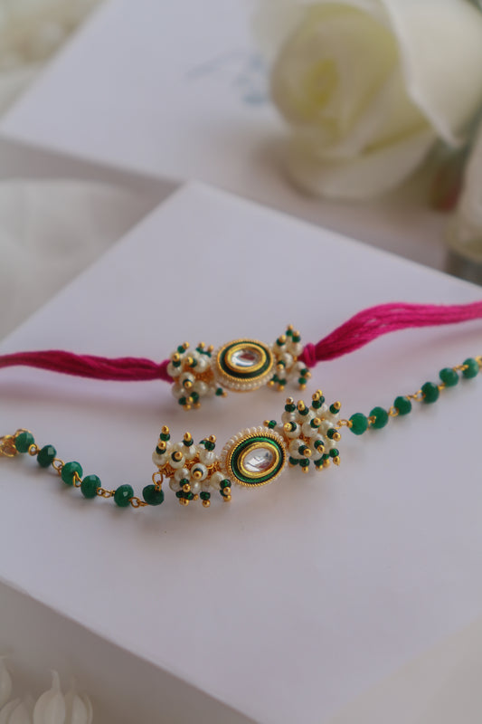 Ohm Kundan Rakhi and Lumba Set