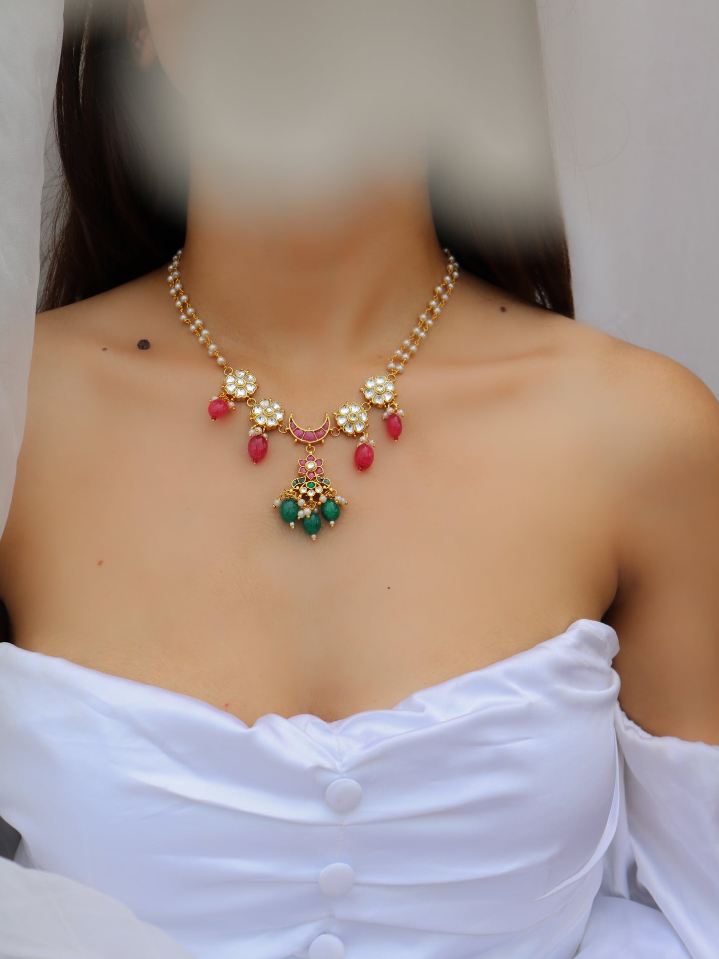 Dwijah Green Kundan Necklace