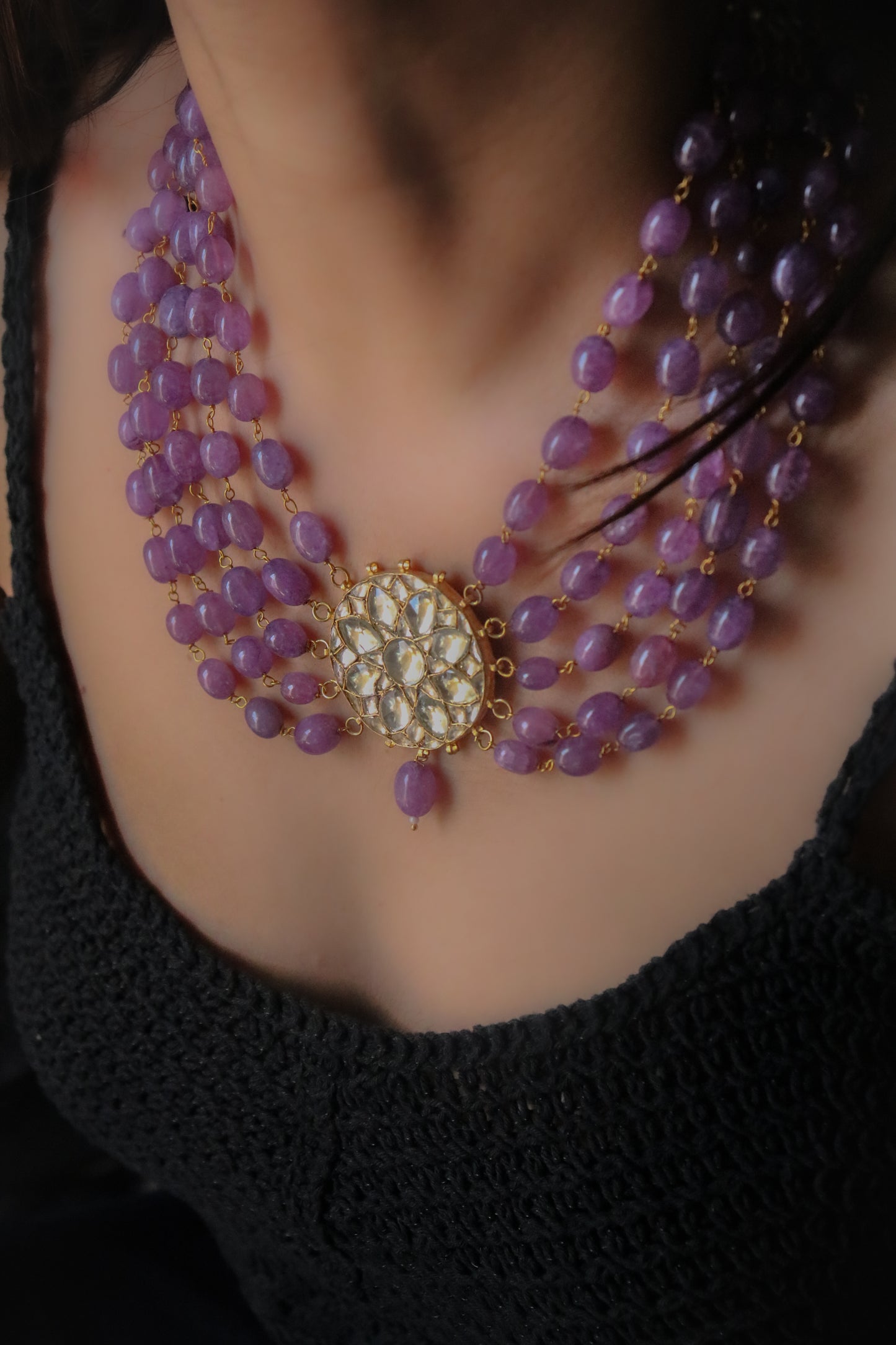 Fameez Kundan Purple Necklace