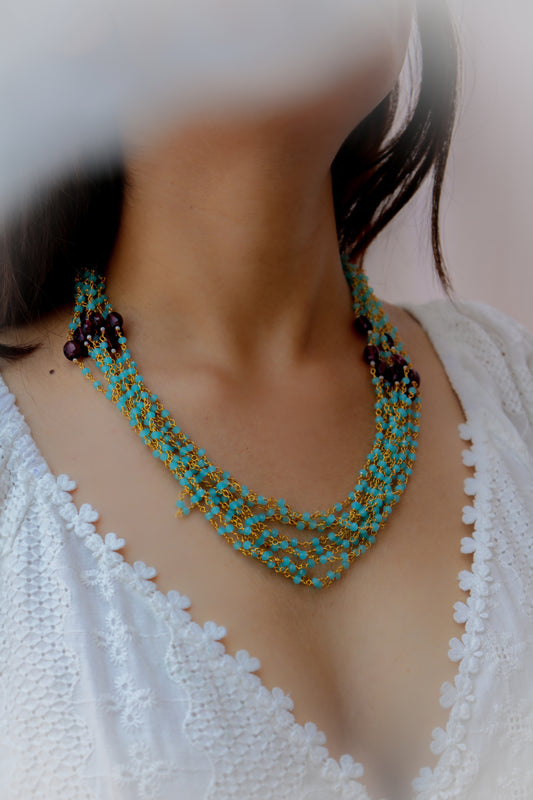 Afroz Multistrand Mint Necklace