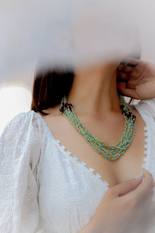 Afroz Multistrand Mint Necklace