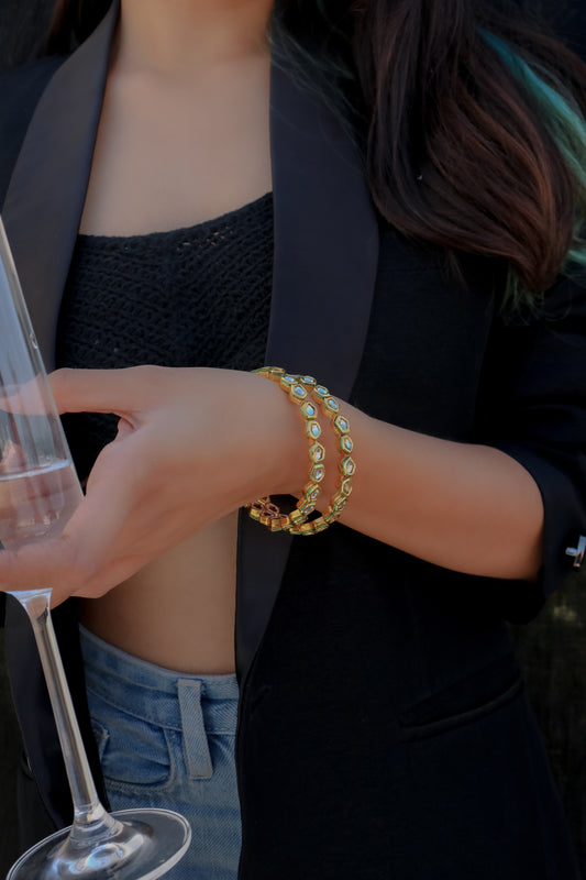 Alima Kundan Bangles - Pair of 2