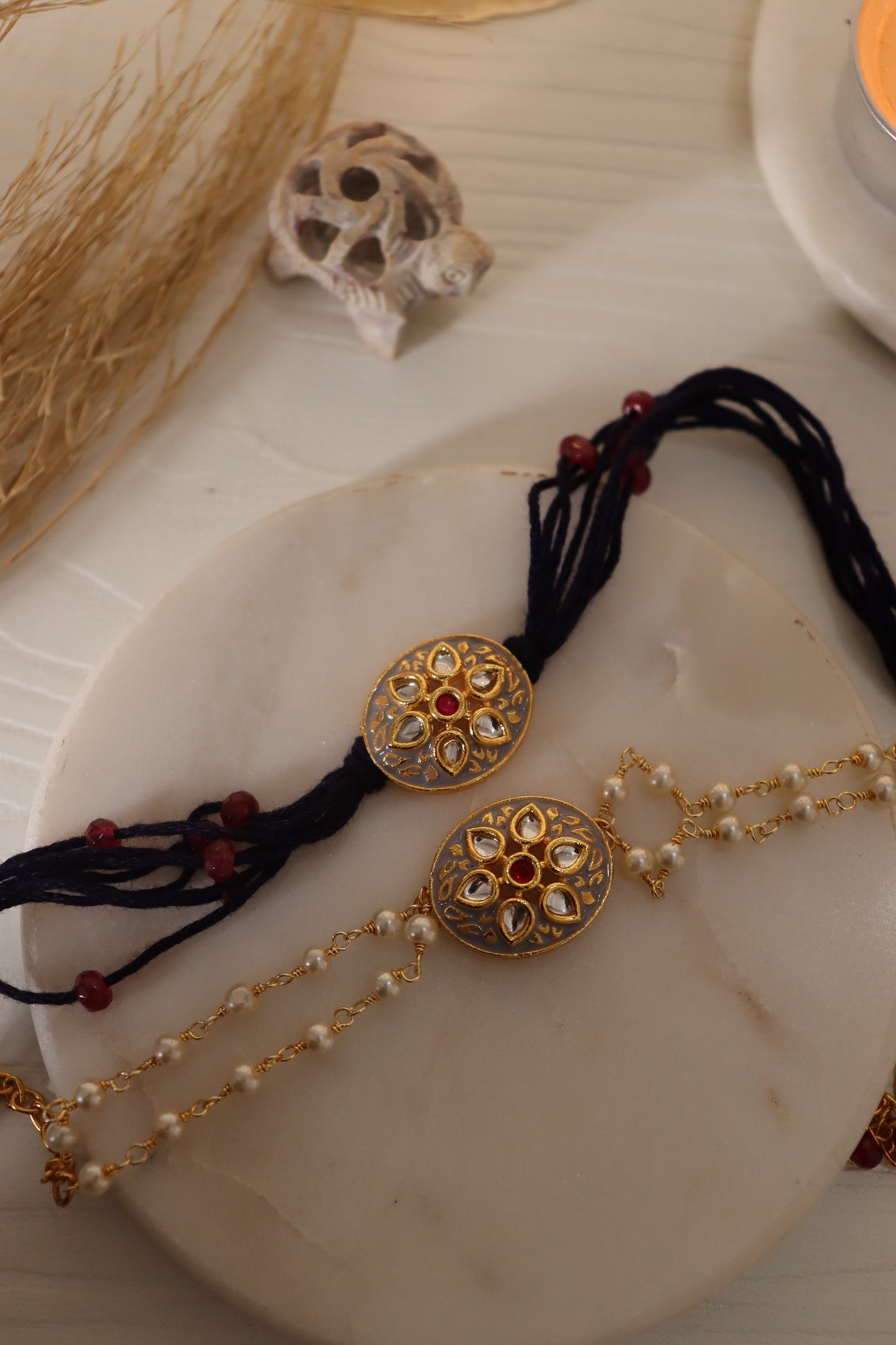 Kalen Meenakari Rakhi & Lumba Set