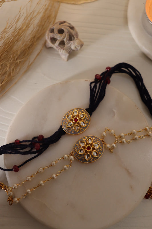 Kalen Meenakari Rakhi & Lumba Set