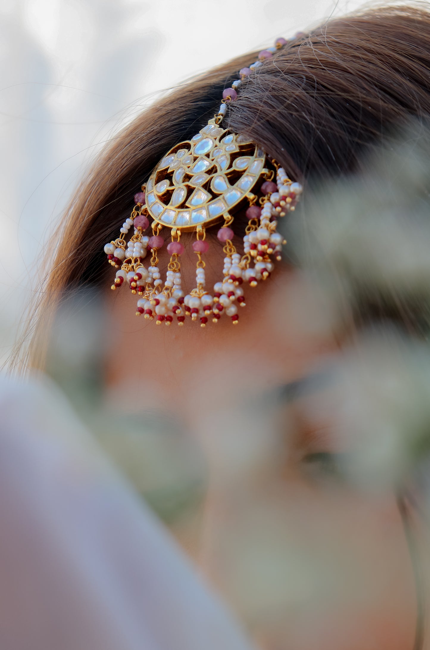 Huma Kundan Pink Maangtikka