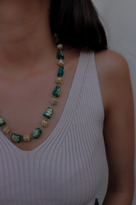 Boho String Green Necklace