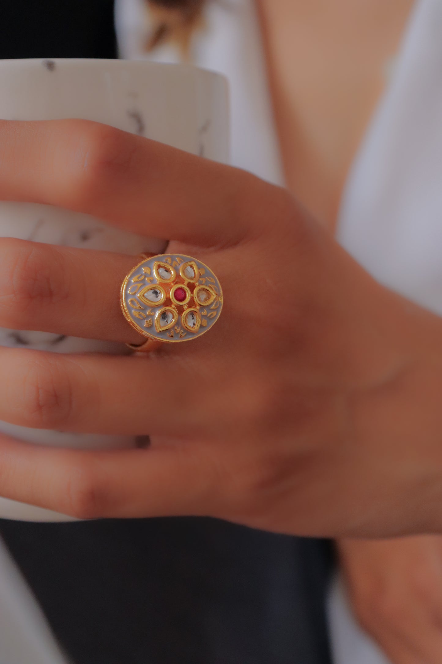 Kundan Fleur Ring