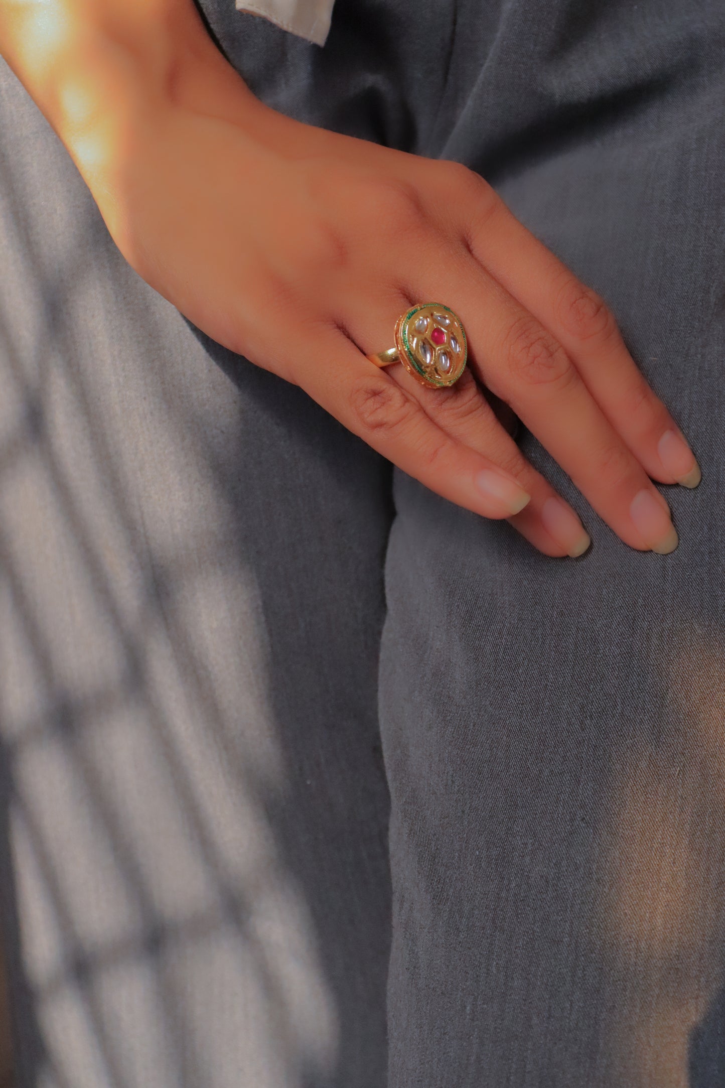 Kundan Mottle Ring